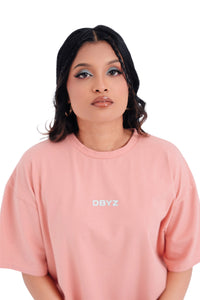 It's Time Oversized Tee in Coral, chest print